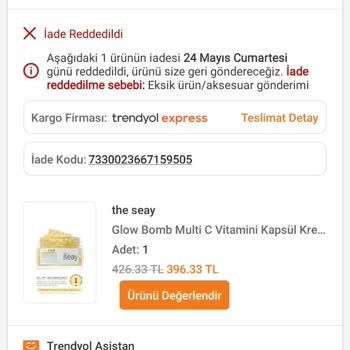 İade Paketinde Ürün Eksikliği Nedeniyle Çözüm Bekliyorum