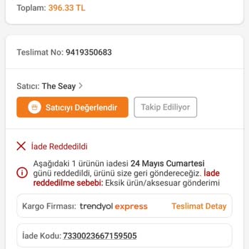 İade Paketinde Ürün Eksikliği Nedeniyle Çözüm Bekliyorum