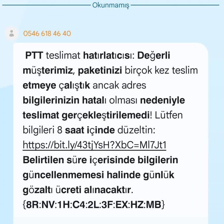 PTT Adına Gönderilen Sahte SMS'lere Karşı Önlem Alınmalı
