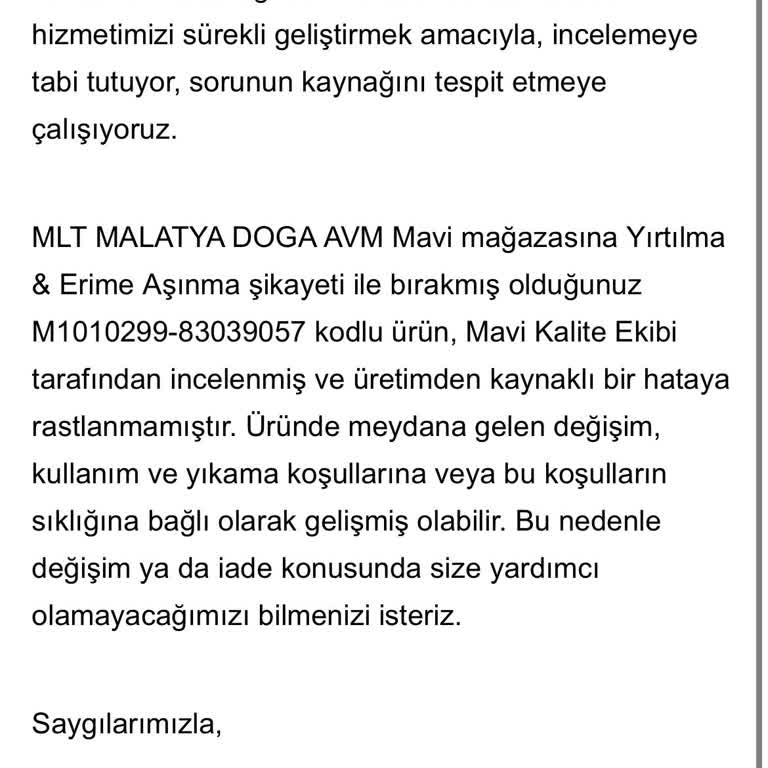 Aldığım Pantolonda Kısa Sürede Kumaş Hatası Ve Olumsuz İnceleme Sonucu