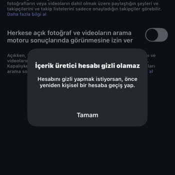 Instagram Gizli Hesaba Geçişte Hata Sorunu