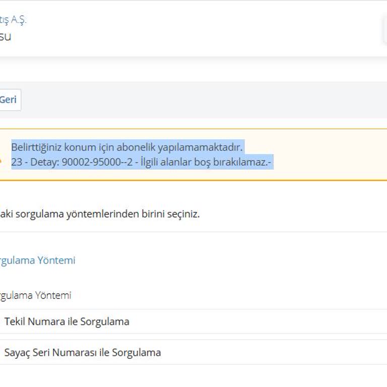 CK Boğaziçi Elektrik E-Devlet Üzerinden Elektrik Aboneliği Başvurusunda Sistem Hatası