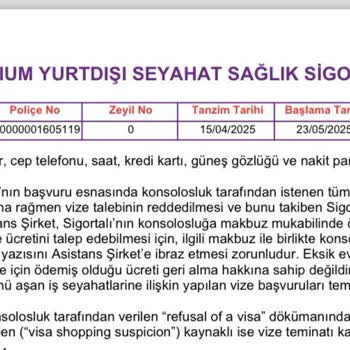 Vize Reddi Teminatı Ödenmedi, Müşteri Mağdur Edildi