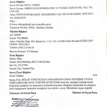 Beko Crystal Pro X 4K TV'de Üretim Kaynaklı Panel Ve Kasa Çatlakları: İade Veya Değişim Talebi