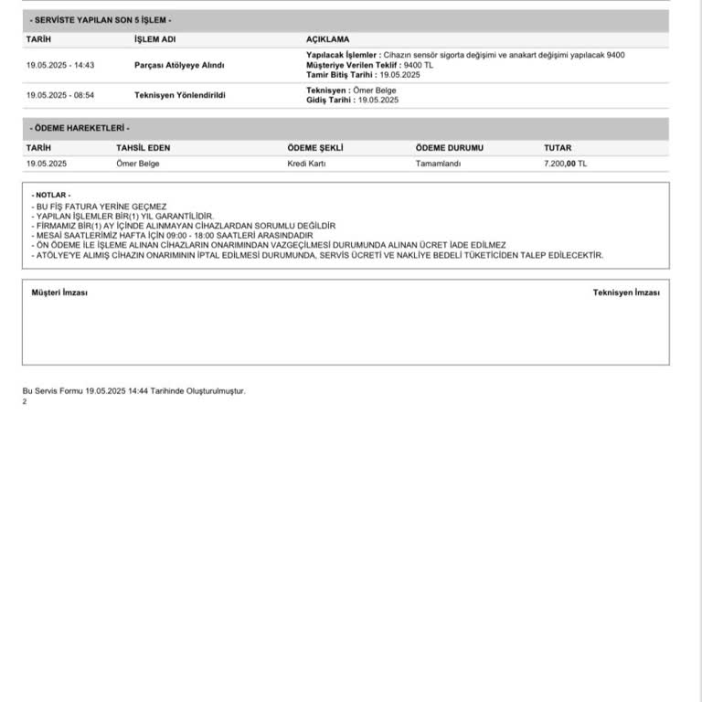 Özel Servis | 444 70 25 10 Gündür Oyalıyor