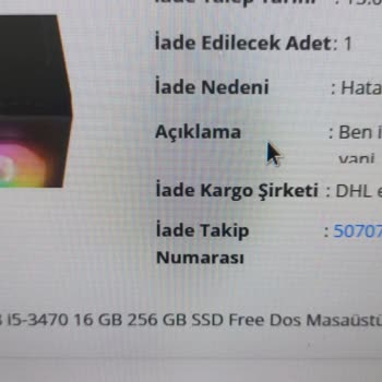 Sipariş Edilen Ürün Özelliklerinden Farklı Bilgisayar Gönderildi Ve İade Süreci Gecikti