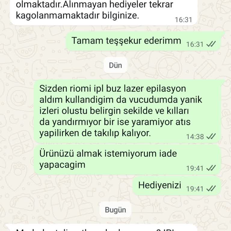 Lazer Epilasyon Cihazı Yanık Oluşturdu, İade Kabul Edilmiyor