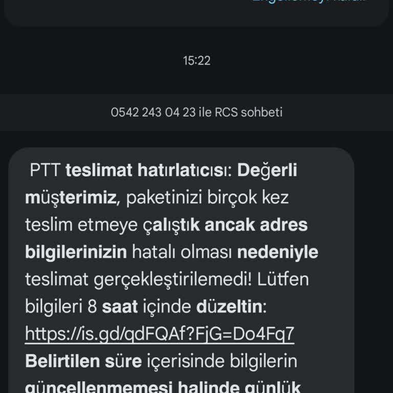 PTT Adına Gelen Sahte Mesaj Mağduriyeti Ve Endişem