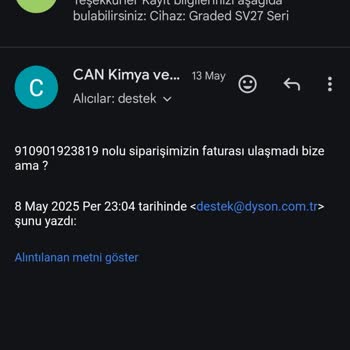 Dyson Kurumsal Satın Alımda Fatura Sorunu Ve Geç Yanıt