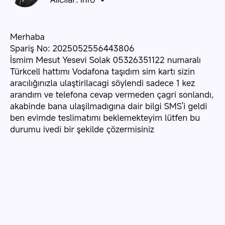Vodafone Kurye Hizmeti Nedeniyle Hat Taşıma Sürecinde Mağduriyet Yaşadım