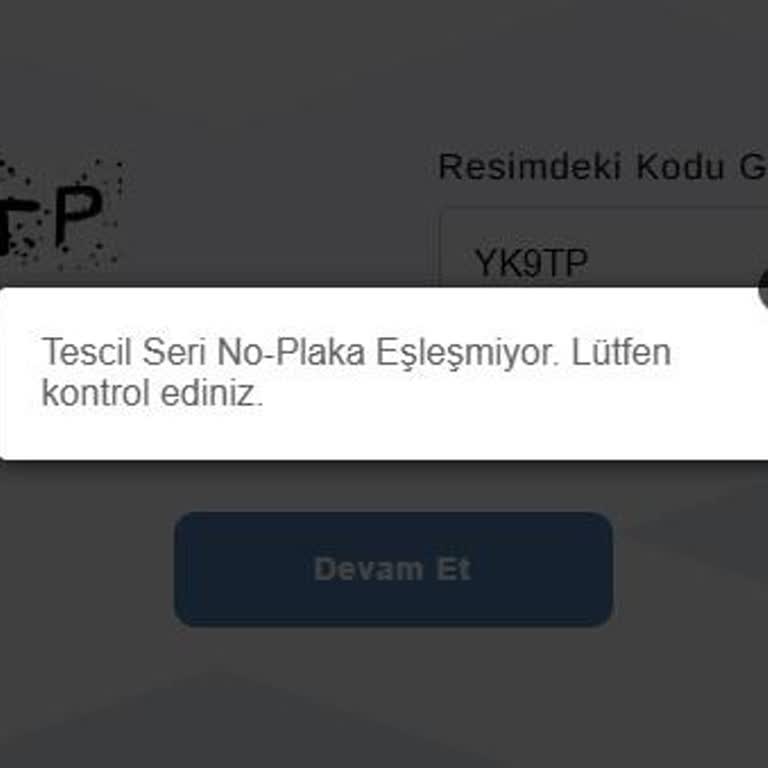Tüvtürk Randevu Sisteminde Tescil ve Plaka Hatasıyla İlerleyemiyorum