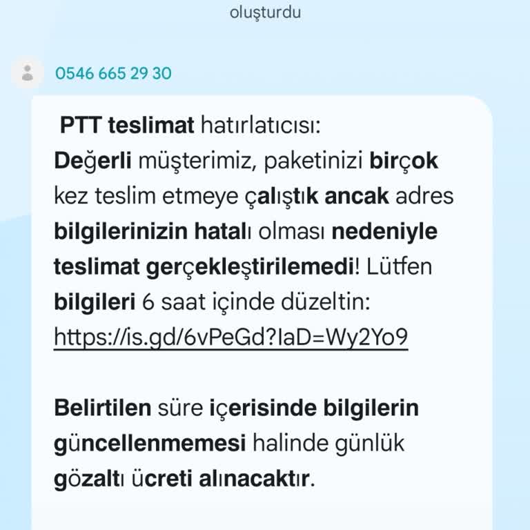 Bana Ait Olmayan Kargo Borcu Mesajı Ve Kişisel Veri Endişesi