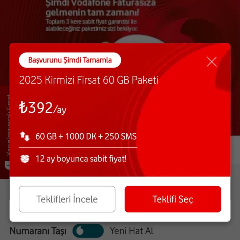 Kırmızı Fırsat 60 GB Paketine Geçişte Destek Bekliyorum