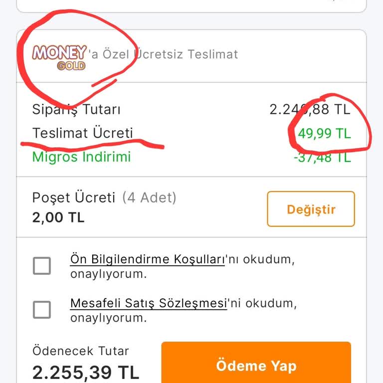 Migros Gold Üyeliğinde Hızlı Teslimat Ücretlendirmesi Hakkında Bilgilendirme Eksikliği