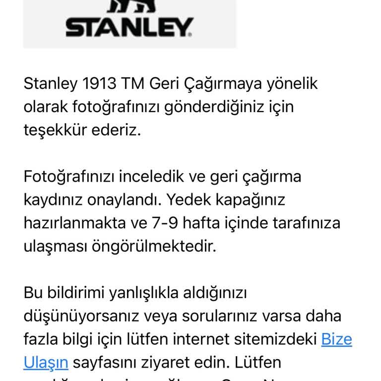 Stanley Termos Kapakları Söz Verilen Sürede Gönderilmedi, Mağduriyetimiz Devam Ediyor
