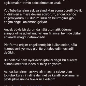 Gerekçesiz Askıya Alınan Hesap Ve Yetersiz Destek Sonrası Mağduriyet