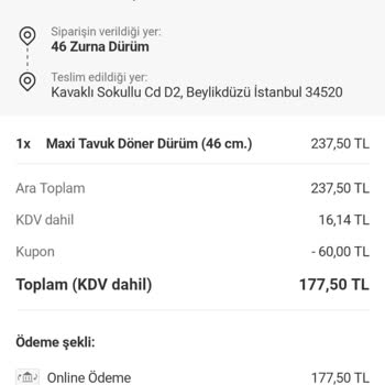 Siparişimdeki Zurna Dürüm Boyutu Hayal Kırıklığı Yarattı