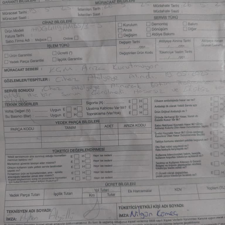 Servis Sorunu Çözemiyor, Kurutma Fonksiyonu Hala Çalışmıyor