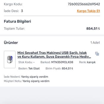 Aras Kargo Hem Ürünümü Teslim Etmedi Hem Fazla Desi Ücreti Yansıttı