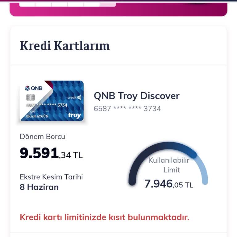 Kredi Kartı Limitime Aniden İşlem Kısıtı Kondu, Sorunun Giderilmesini İstiyorum