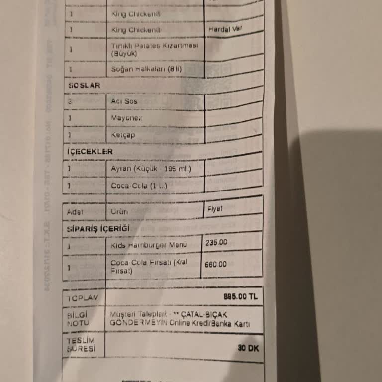 Oyuncaklı Menüden Çıkan Oyuncağın Teslim Edilmemesi