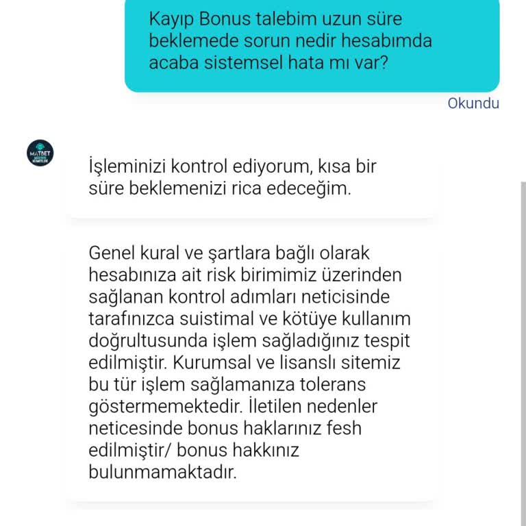 Kayıp Bonusun Kapatılması Kullanıcıyı Mağdur Ediyor