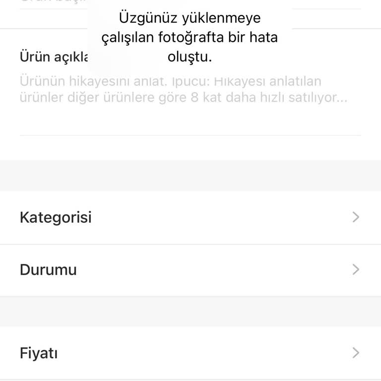 Fotoğraf Yükleme Hatası Nedeniyle Ürün Ekleyemiyorum