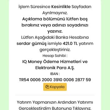 Yatırım Yaptım, Bakiyem Yüklenmedi!