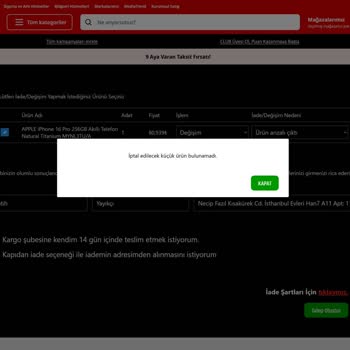 Ayıplı Ürün İçin Değişim Talebim Reddedildi, Yasal Haklarım Engelleniyor