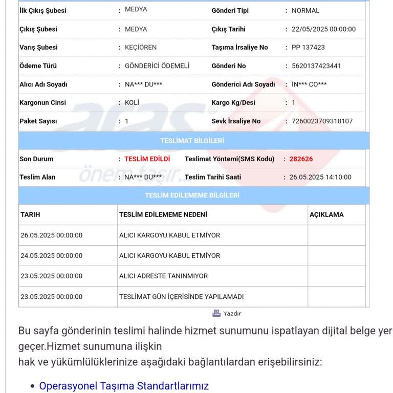 Aras Kargo Teslimatında Yanlış Bilgilendirme Ve Şubede Bekletilen Kargo Mağduriyeti