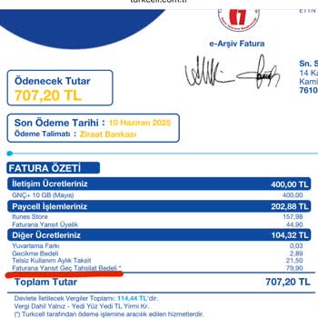 Otomatik Ödemede Olmama Rağmen Faturama Geç Tahsilat Bedeli Yansıtıldı