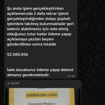 Sahibinden.com Güvenli Ödeme Sürecinde Yaşanan Sorun Ve Para İadesi Talebi