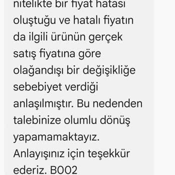 Fiyat Düştükten Sonra İade Talebim Reddedildi, Mağduriyetim Giderilmedi