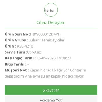 Servise Gönderilen Buhar Makinesi Kayıp, Net Bilgi Verilmiyor