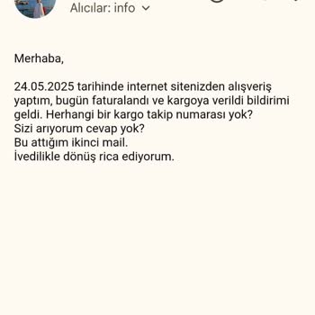 Sipariş Sonrası İletişimsizlik Ve Kargo Takip Bilgisi Eksikliği