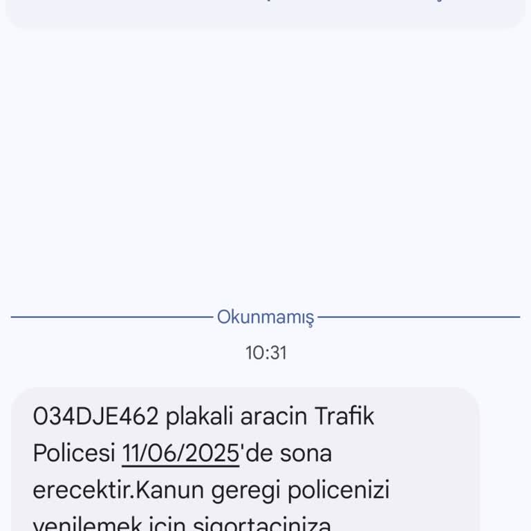 Adıma Kayıtlı Olmayan Araç İçin Yanlış Bilgilendirme Mesajı Aldım