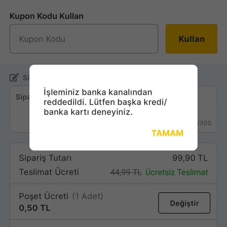 Migros Hemen'de Papara Kart İle Ödeme Sorunu Yaşıyorum