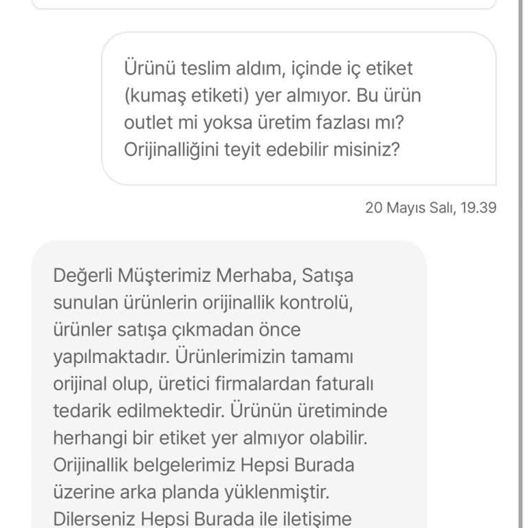 Hepsiburada ve Satıcı Orijinallik Konusunda Sorumluluk Almıyor