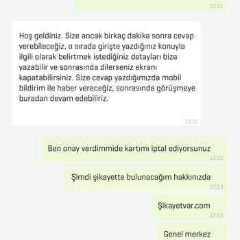 Kredi Kartım Onayım Olmadan Kapandı
