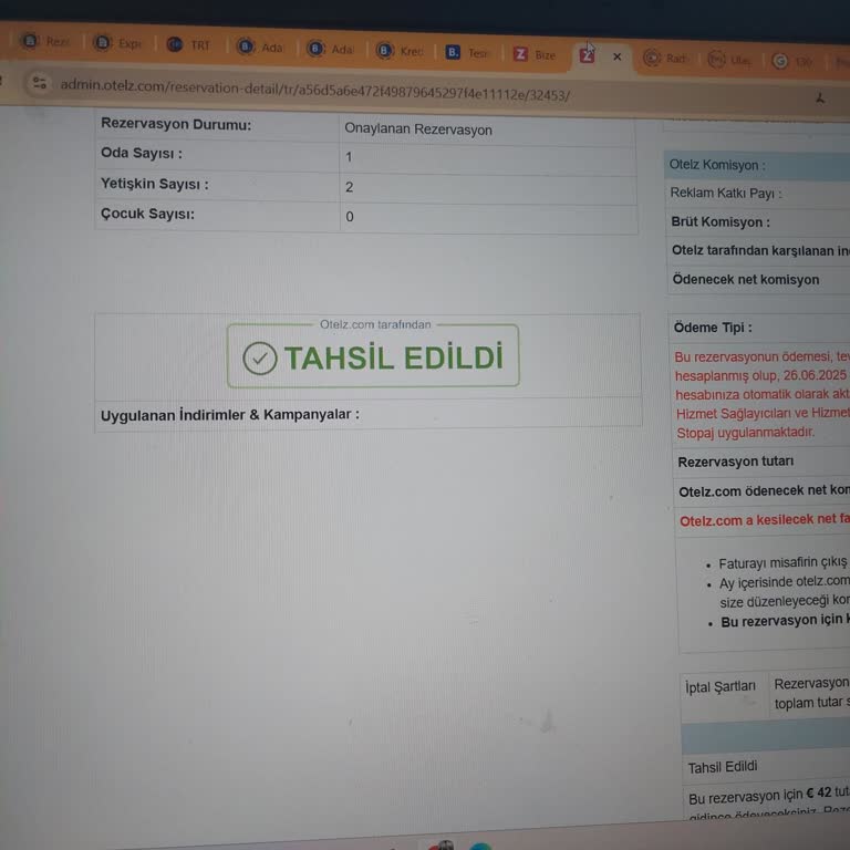 Otelz Üzerinden Yapılan Rezervasyonda Ödememizi Alamadık