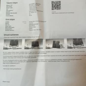 Tecno Phantom Cihazımın İç Ekranı Garanti Kapsamında Onarılmadı