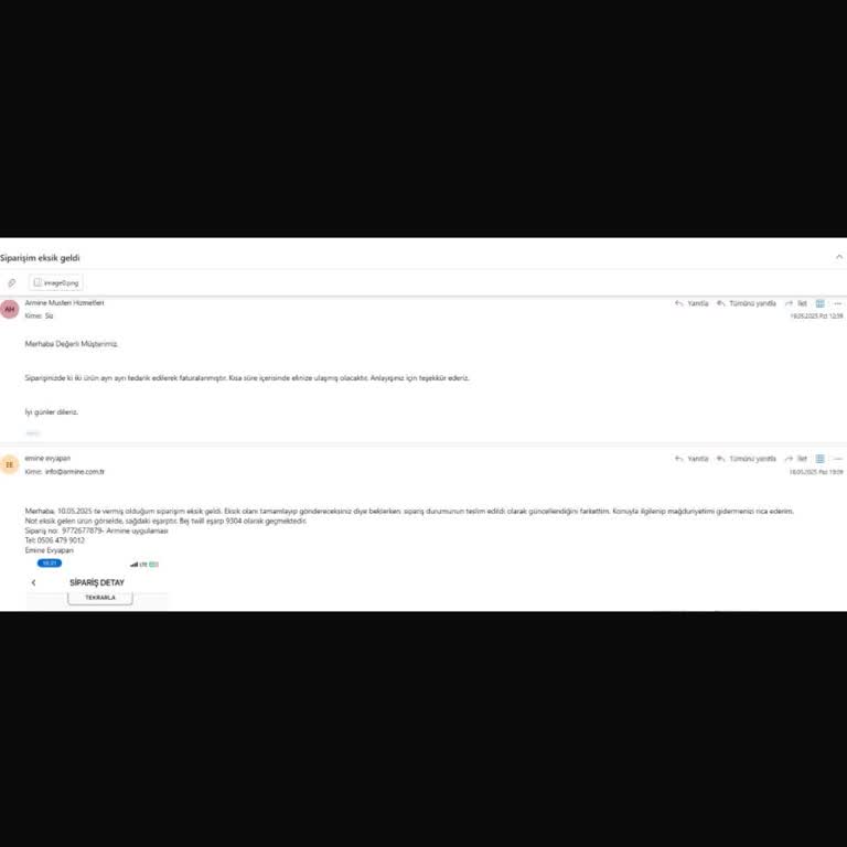 Eksik Gönderilen Ürün Ve Yetersiz İletişim Sorunu