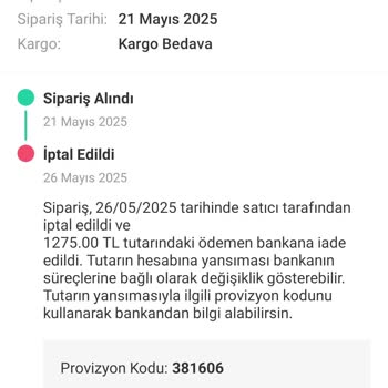 Satıcı Ürünü 5 Gün Sonra Sebepsiz İptal Etti