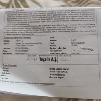 Arçelik Dikey Süpürgede Tekrarlayan Arıza Ve Yetersiz Servis Deneyimi