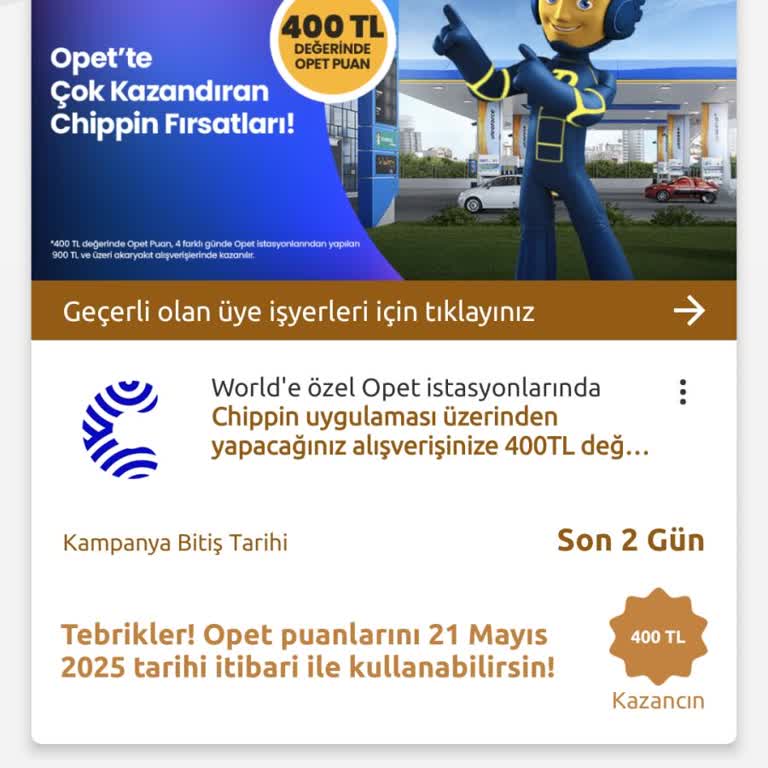 Opet Yakıt Puanım Hesabıma Yüklenmedi