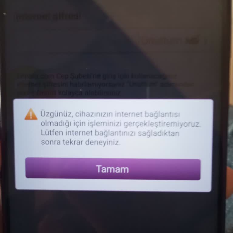 Cep Şubeye Girişte İnternet Bağlantısı Hatası Sorunu