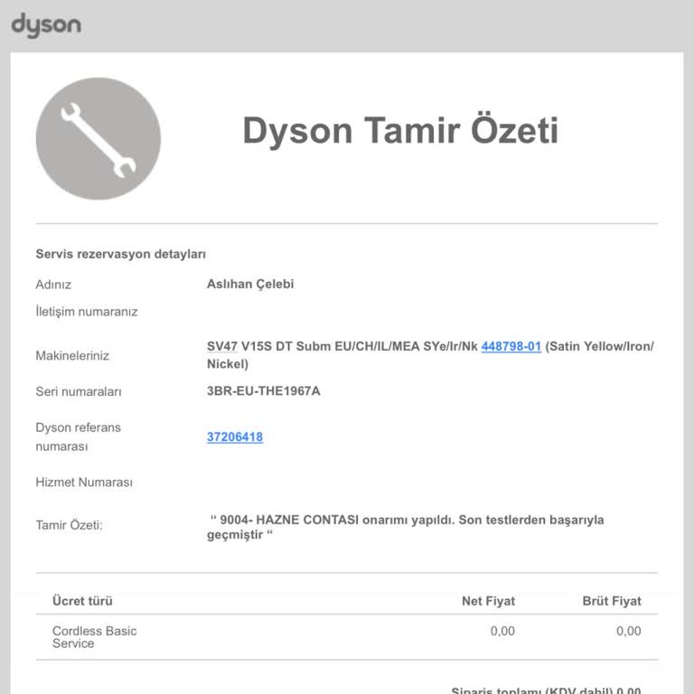 Dyson V15 Submarin Cihazımın Haznesi İlk Kullanımda Sorun Çıkardı Değişim Yapılmadı