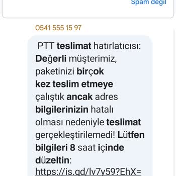 Bilinmeyen Numara Üzerinden Sahte PTT Mesajı Ve Güvenlik Endişesi