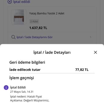 N11 Üzerinden Yataş Satıcısı Tarafından Haksız Sipariş İptali Ve Ücret İadesi
