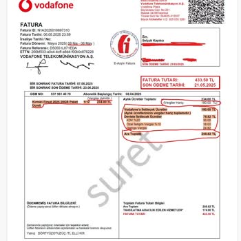 Vodafone'un Yasal Faizden Yüksek Gecikme Cezası Ve Yanlış Fatura Hesaplaması